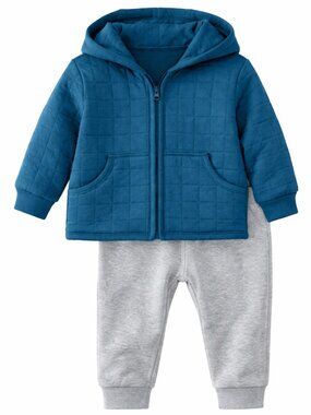 NWT Carter’s Baby Boy 2 Piece Outfit Set Size 9 Months Blue Quilted Hoodie Pants